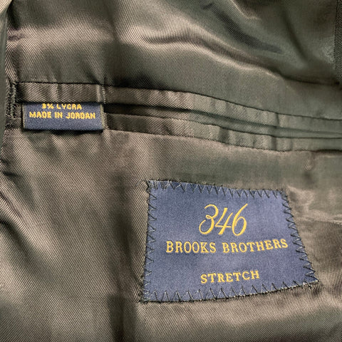 BROOKS BROTHERS Size 37  Black Wool  Lycra Single Breasted 28 Suit