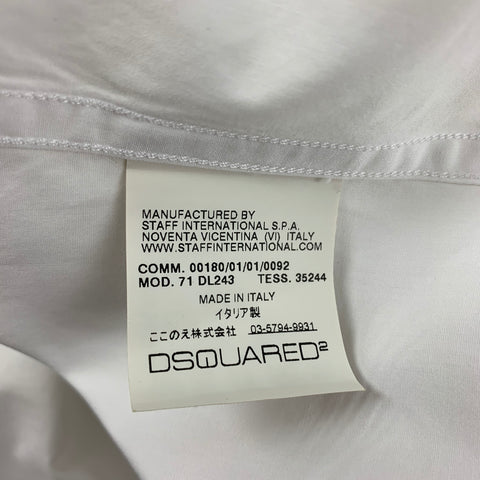 DSQUARED2 Size L White Mixed Fabrics Cotton Tuxedo Long Sleeve Shirt