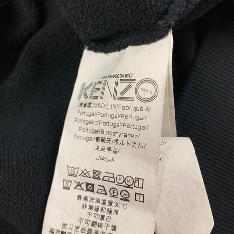 KENZO Size S Black Embroidery Cotton Crew-Neck Pullover