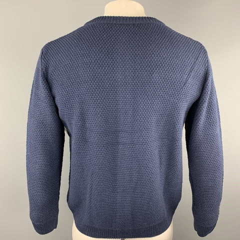 KITON Size L Navy Knitted Cotton Textured Buttoned Cardigan Sweater