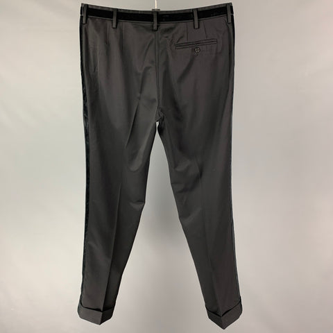 PAUL SMITH Size 36 Black Wool Tuxedo Dress Pants