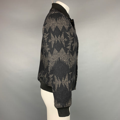PENDLETON Size S Black & Grey Woven Wool / Cotton Snaps Jacket