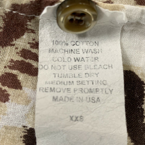 SEAPLANE Taille XXS Chemise à manches courtes boutonnée en coton abstrait beige et marron