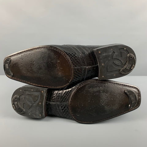 DOLCE & GABBANA Size 7 Black Textured Leather Slip On Loafers