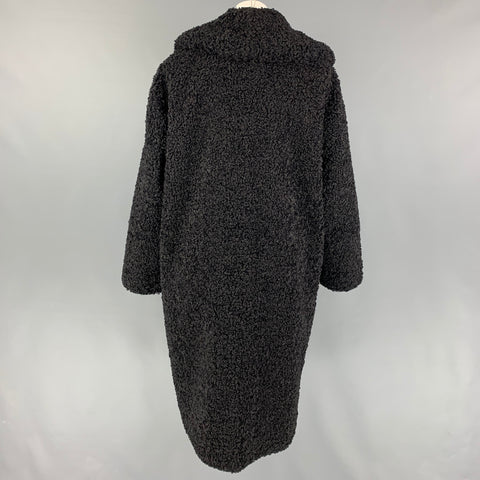 ALICE + OLIVIA Size M Black Textured Polyester Shawl Collar Coat