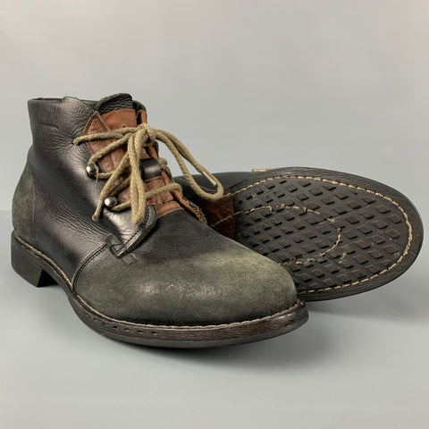 TIMBERLAND Talla 8.5 Botas con cordones de cuero desgastado marrón pizarra