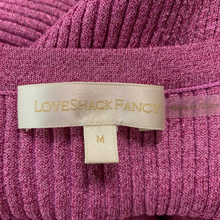 LOVE SHACK FANCY Size M Pink Viscose Blend Shiny Cardigan