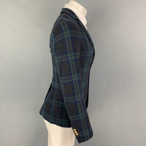 DSQUARED2 Taille 36 Manteau de sport en coton à carreaux Blackwatch vert marine