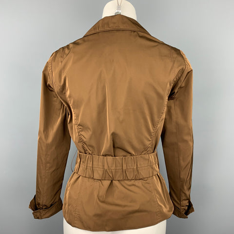 LIDA BADAY Taille 8 Veste ceinturée en polyester marron à revers cranté