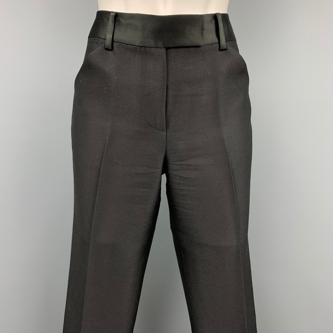 CHARLES NOLAN Taille 4 Pantalon habillé en laine / acétate noir
