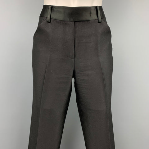 CHARLES NOLAN Talla 4 Pantalón de vestir de lana / acetato negro