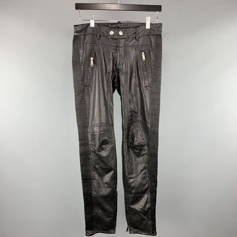 DSQUARED2 Size 30 Black Pleather Biker Casual Pants