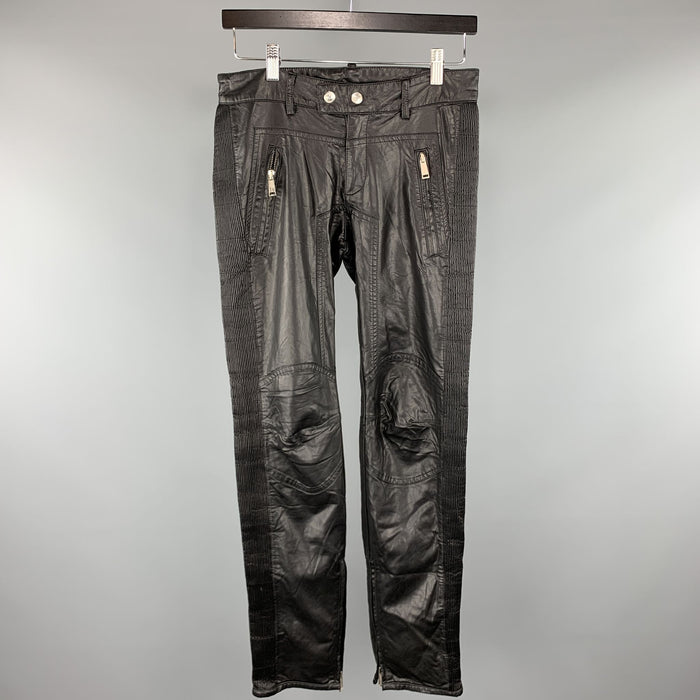 DSQUARED2 Size 30 Black Pleather Biker Casual Pants