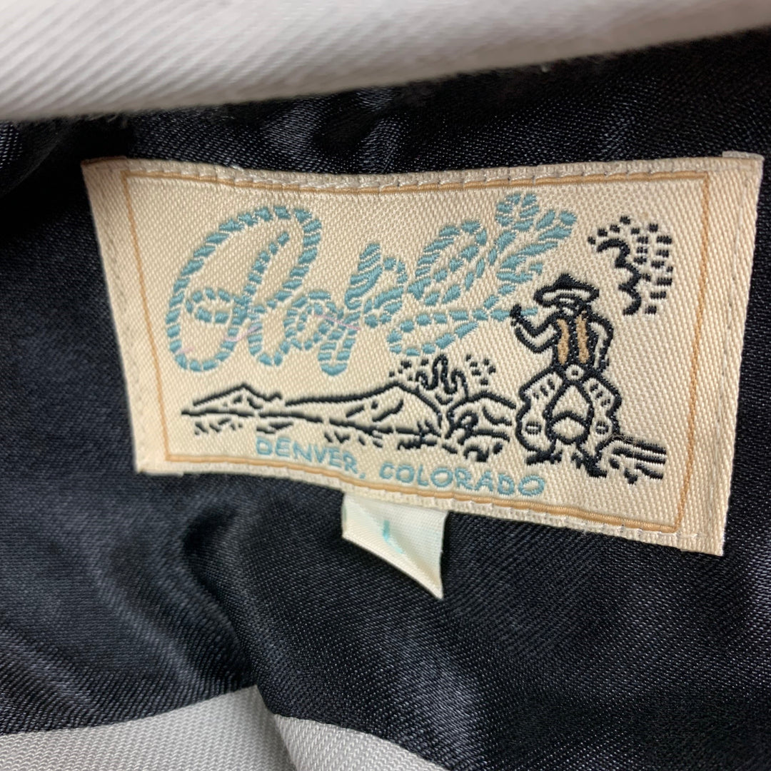 Vintage ROPEZ Size L Grey Beige Embroidery Western Long Sleeve Shirt