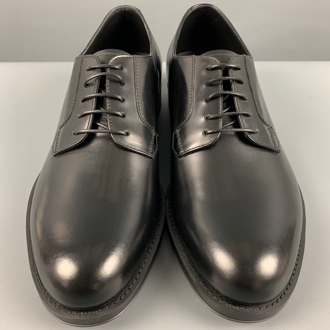 GIORGIO ARMANI Size 7 Black Leather Lace-Up Shoes