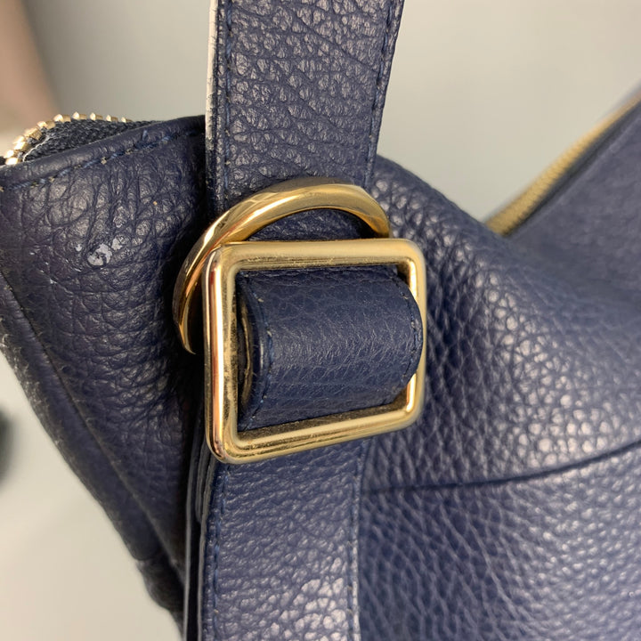 FURLA Navy Pebble Grain Leather Shoulder Bag Handbag
