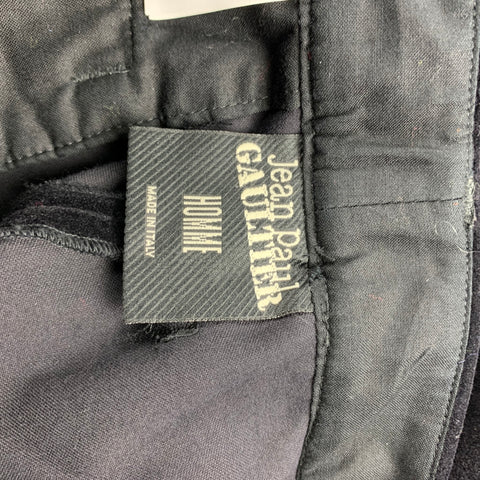 JEAN PAUL GAULTIER Size 34 Black Cotton Velvet Wide Leg Dress Pants