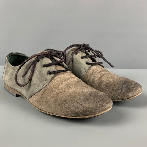 MARSELL Talla 7 Zapatos planos con cordones de charol de ante color topo