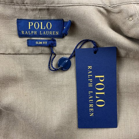 RALPH LAUREN Size S Khaki Linen / Cotton Button Up Long Sleeve Shirt