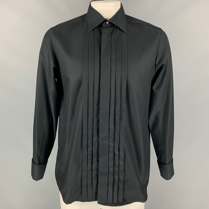 ETON Talla XL Camisa de manga larga delgada de esmoquin de algodón negro