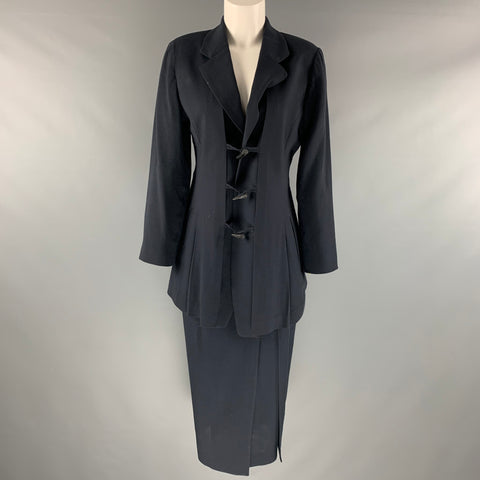 MATSUDA Size S Vintage Charcoal Wool Skirt Jacket Suit