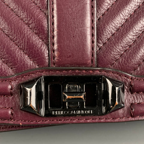 REBECCA MINKOFF Burgundy Quilted Chevron Leather Handbag