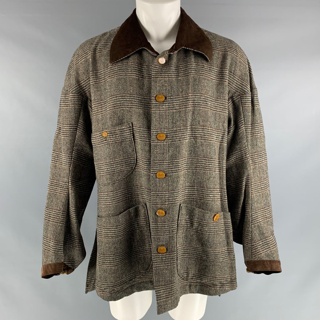 VIVIENNE WESTWOOD HOMBRE Talla 40 Abrigo de lana de cordero a cuadros negro marrón
