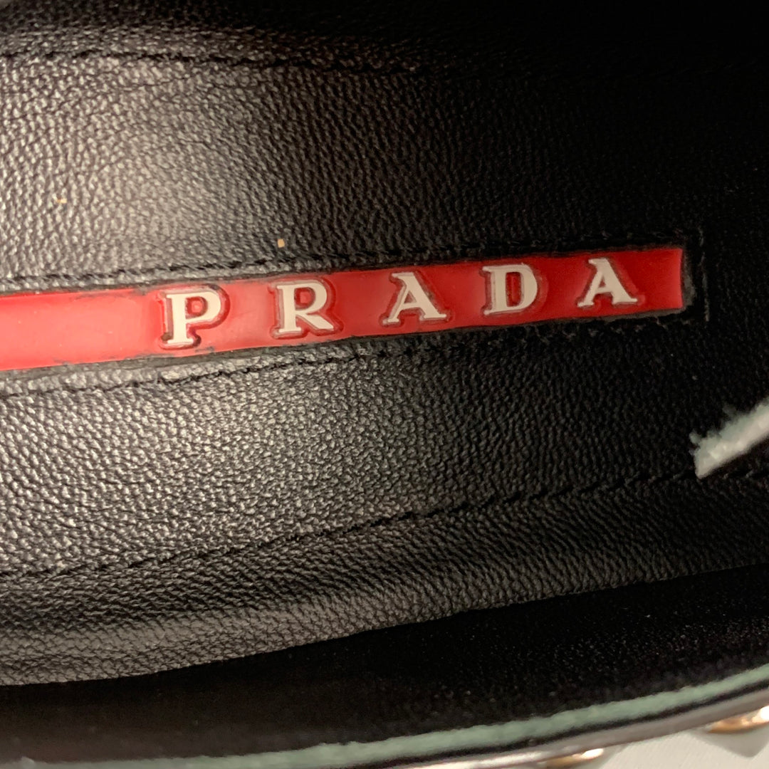 PRADA Size 7.5 Black Leather Studded Lace Up Laces