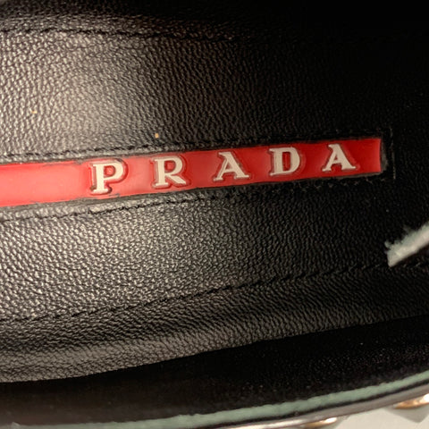 PRADA Talla 7.5 Cordones con cordones con tachuelas de cuero negro