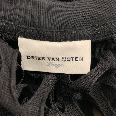 DRIES VAN NOTEN Size L Black Polyester Mesh Long Casual Top