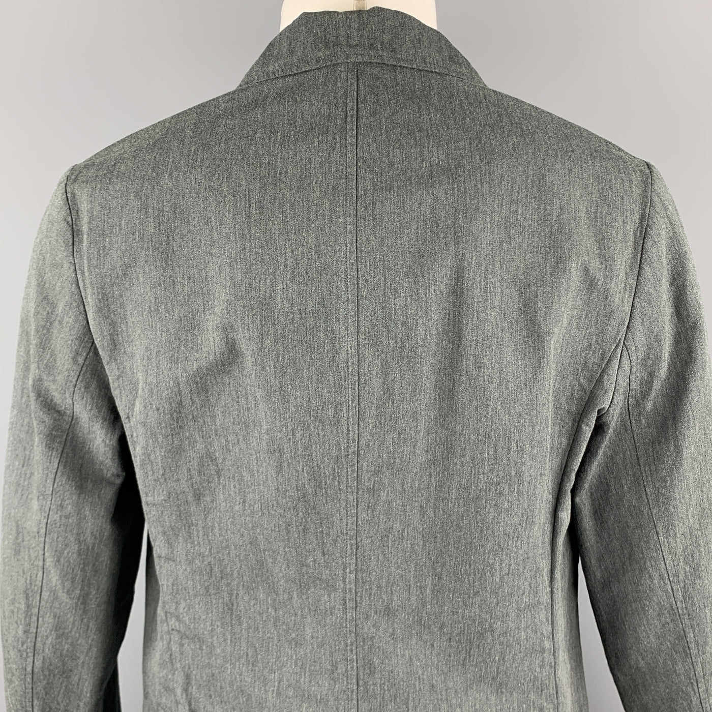 KENNETH COLE M Dark Gray Cotton / Linen Notch Lapel  Sport Coat