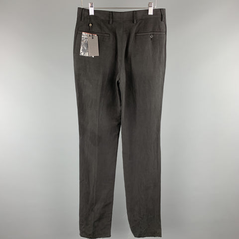 JOHN VARVATOS Size 28 x 36 Black Solid Linen / Silk Dress Pants