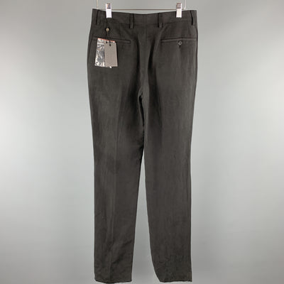 JOHN VARVATOS Size 28 x 36 Black Solid Linen / Silk Dress Pants