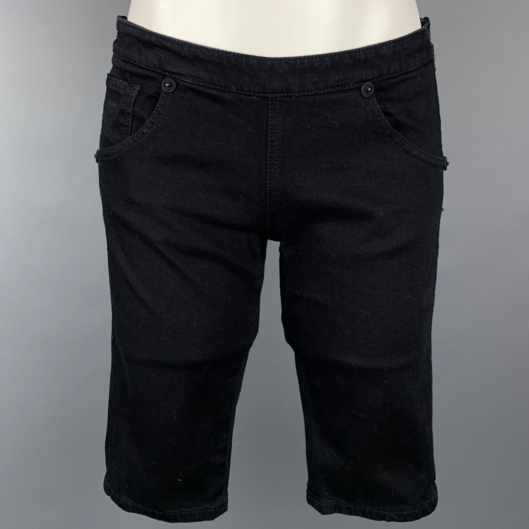 PRADA Size 2 Black Cotton Blend Side Zipper Shorts