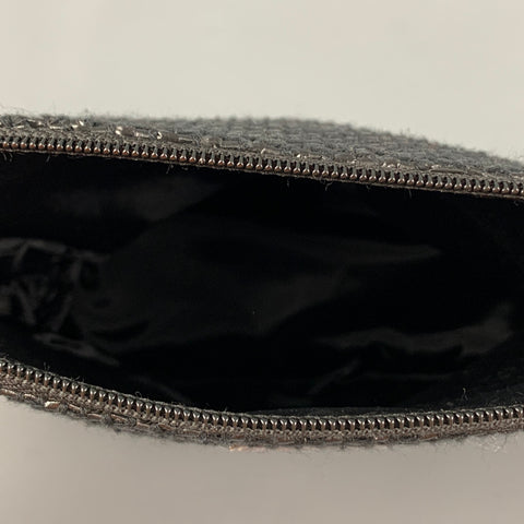 GIORGIO ARMANI Black Woven Faux Patent Leather Make-up Bag