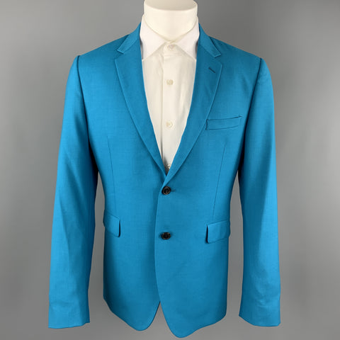 PAUL SMITH Abrigo deportivo con dos botones y solapa de muesca de lana color aguamarina talla 40
