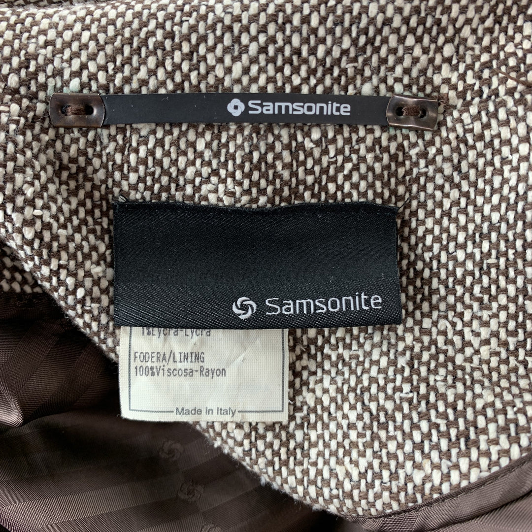 SAMSONITE Taille 8 Veste en mélange de laine tweed marron / blanc