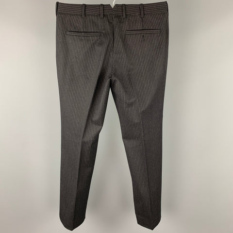 NEIL BARRETT Size 30 Black & Grey Pinstripe Wool Pleated Dress Pants