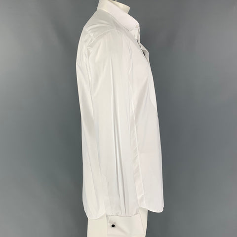 GIORGIO ARMANI Size XL White Cotton Tuxedo Long Sleeve Shirt