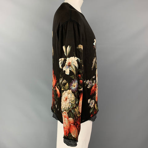 DOLCE & GABBANA Size L Multi-Color Floral Silk Lined Pullover