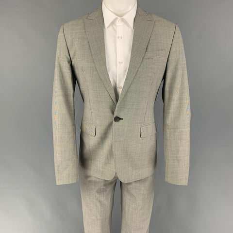 DSQUARED2 Talla 40 Traje de solapa de pico de lana de pata de gallo blanco negro