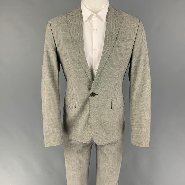 DSQUARED2 Taille 40 Costume à Revers en Laine Pied-de-Poule Noir Blanc