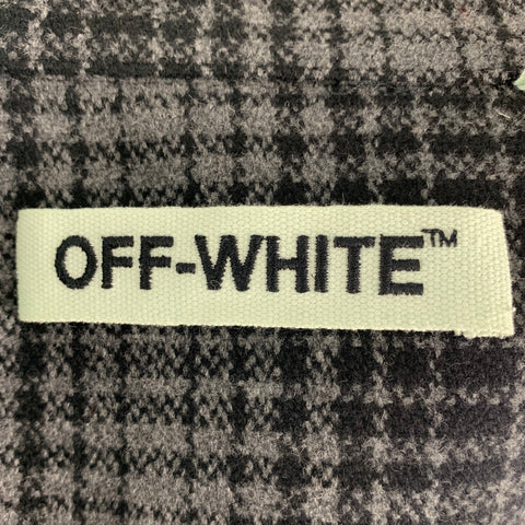 OFF-WHITE Size XS Grey Black & White Checkered Wool Blend Long Sleeve Shirt