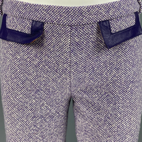 DOLCE & GABBANA Size 26 Purple White Wool Blend Dress Pants