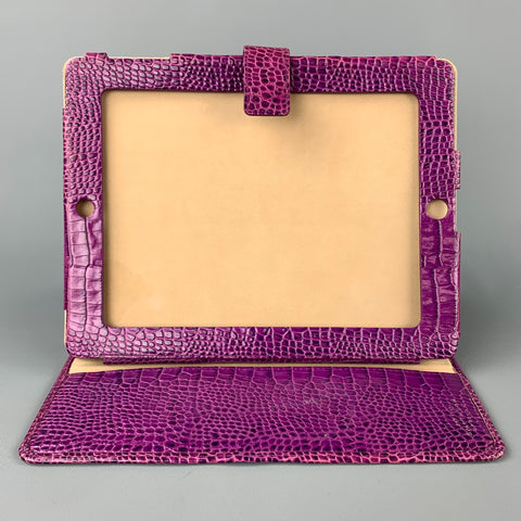 SMYTHSON OF BOND ST. Purple Embossed Leather iPad Case