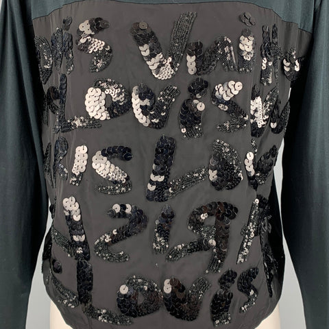 LOUIS VUITTON Taille XS Haut robe à manches longues à paillettes noir