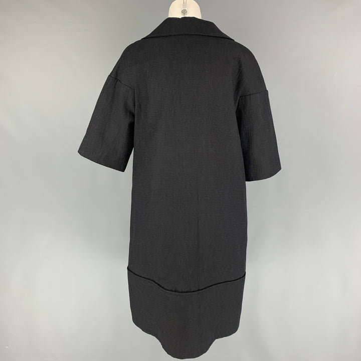 MARNI Size 8 Black Cotton Blend Short Sleeve Coat