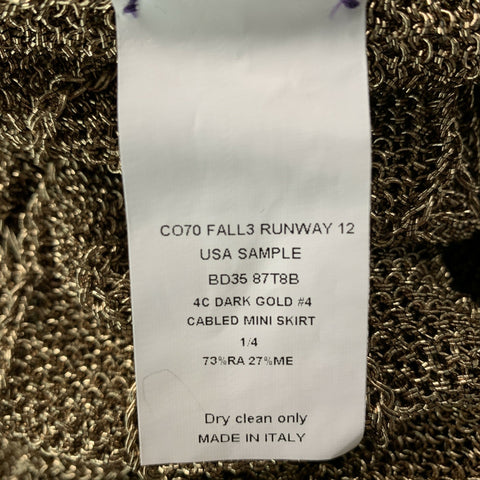 RALPH LAUREN Size S Gold Rayon Blend Cable Knit Knee-Length Skirt