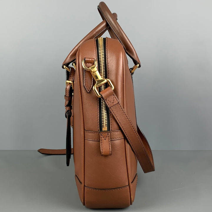 BURBERRY Tan Solid Leather Briefcase Bags