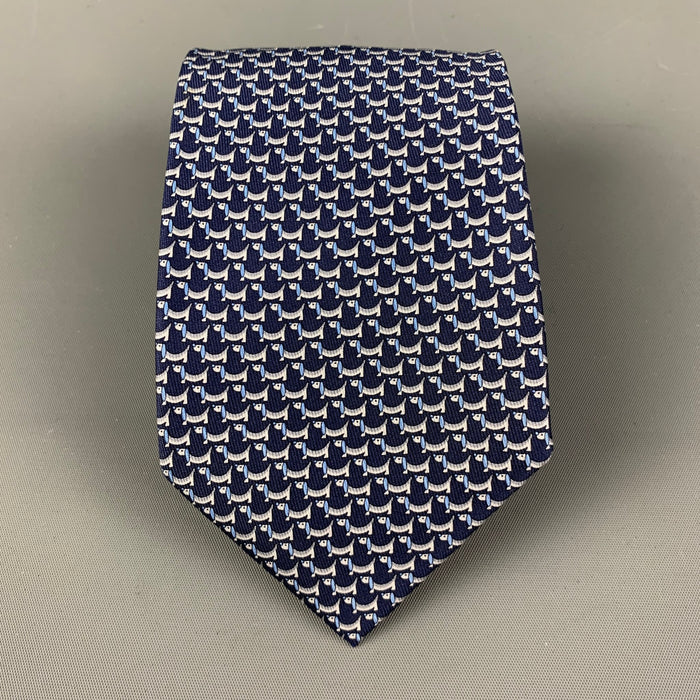 SALVATORE FERRAGAMO Navy "Wiener Dogs"  Silk Tie